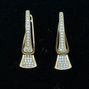 3/$17 Elegant Gold and Clear Rhinestone Pierced Earrings